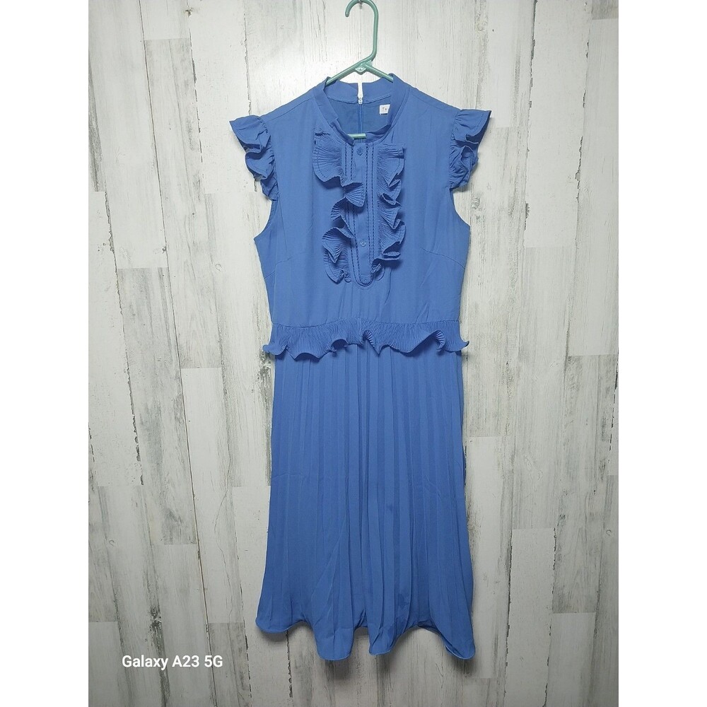 Trish Scully Women's Size 8 Blue Ruffle Front Dress